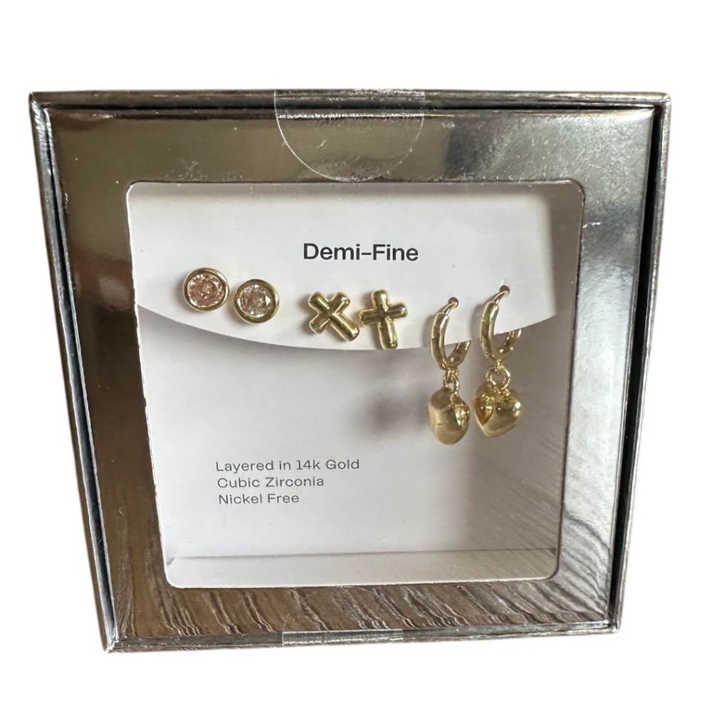 Nordstrom set of 3, 14K Gold Layered Earrings